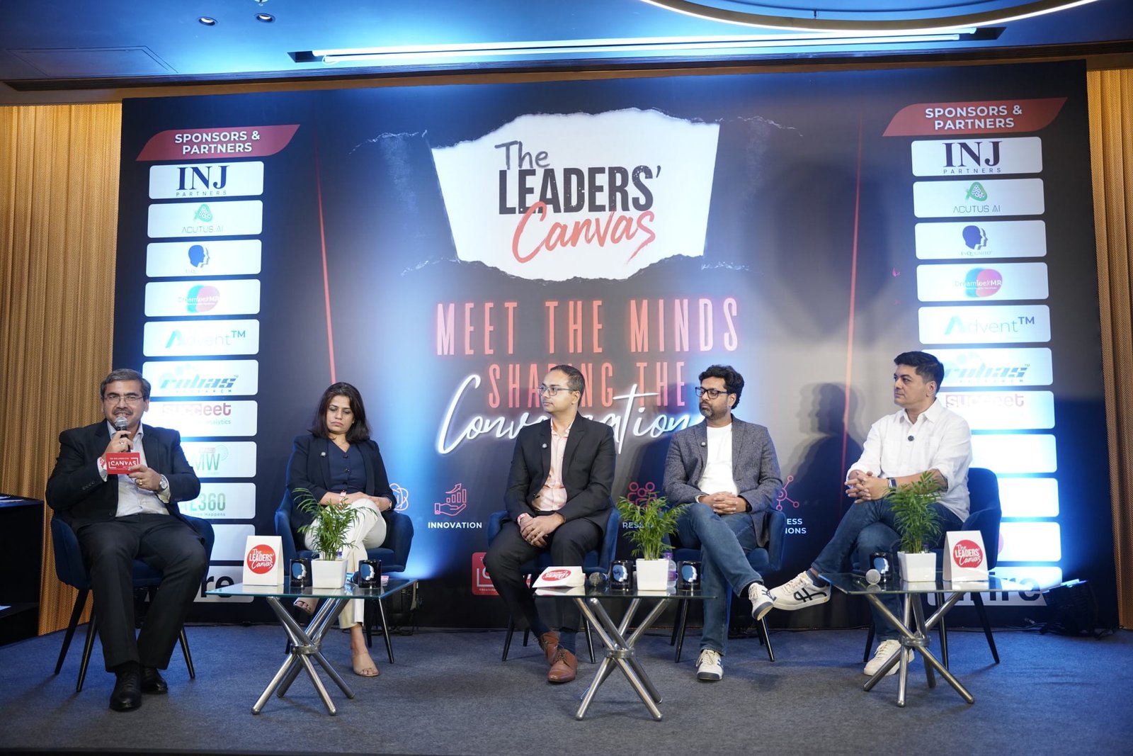 Leadership panel discussion on stage at The Leaders' Canvas Delhi 2026